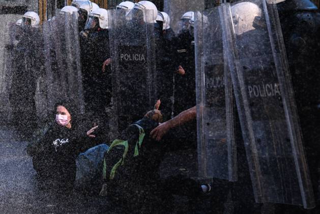 October 16, 2026, Tirana, Albania: TIRANA, ALBANIA, OCTOBER 16, 2026: Student-led anti-government demonstrations continue for a fourth consecutive day in Tirana, demanding improved education conditions and the resignation of Prime Minister Edi Rama. Protesters clash with riot police as officers deploy tear gas to disperse crowds. The demonstrations follow several days of unrest that have damaged public buildings and businesses. Tirana Albania - ZUMAq101 20261016_zna_q101_460 Copyright: xVlasovxSulajx