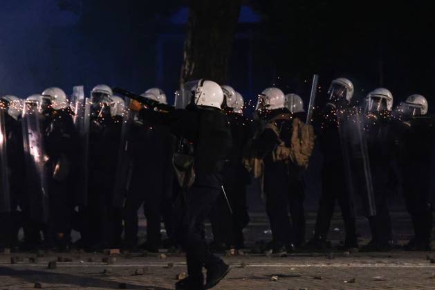 October 16, 2026, Tirana, Albania: TIRANA, ALBANIA, OCTOBER 16, 2026: Student-led anti-government demonstrations continue for a fourth consecutive day in Tirana, demanding improved education conditions and the resignation of Prime Minister Edi Rama. Protesters clash with riot police as officers deploy tear gas to disperse crowds. The demonstrations follow several days of unrest that have damaged public buildings and businesses. Tirana Albania - ZUMAq101 20261016_zna_q101_463 Copyright: xVlasovxSulajx