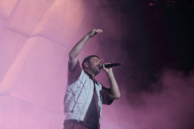 Marten Laciny, also known as Marteria, at a concert at the Max Schmeling Halle in Berlin, October 16, 2026 Marteria Concert Berlin