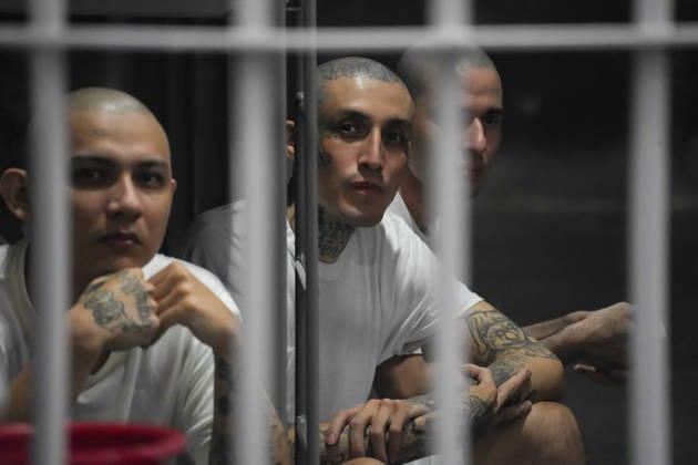 October 16, 2026, Tecoluca, San Vicente, El Salvador: Gang members are seen through their cells during Costa Rican President Laura Fernandez s tour of the Terrorism Confinement Center (CECOT), in Tecoluca. Fernandez is on a three-day official visit to El Salvador to see the maximum-security prison that President Nayib Bukele’s government built as part of its crackdown on gangs. Costa Rica recently opened its own high-security prison, the High Containment Center Against Organized Crime, which is modeled on CECOT. Tecoluca El Salvador - ZUMAs197 20261016_aaa_s197_487 Copyright: xCamiloxFreedmanx