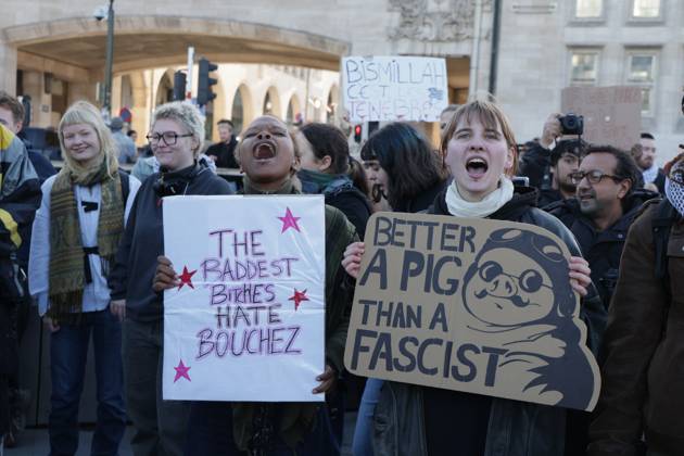 This image shows youths gather for a protest action at the Central Station in Brussels on Saturday 17 October 2026.  NICOLASxMAETERLINCK 190059809