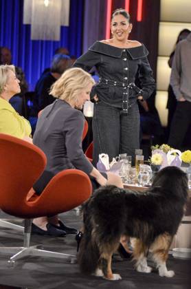 ABB KOELNERTREFF: Tuelin Sezgin and German web video producer Susann Link, accompanied by her dog, were guests on the WDR talk show Koelner Treff from the Boecklemuend studio on October 16, 2026, in Cologne, Hamburg, Germany