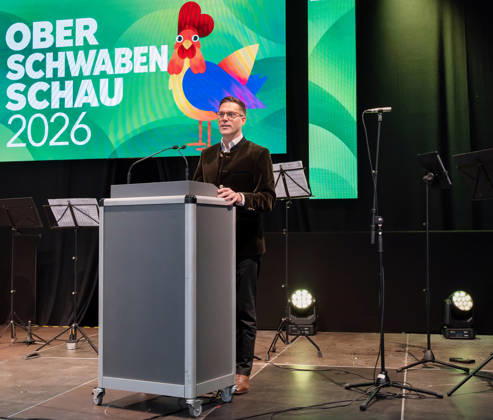 Ravensburg Citizens Reception at the Oberschwabenschau with Manuel Hagel (CDU), Deputy Minister-President, and Mayor Daniel Rapp; Manuel Hagel during his speech at the Oberschwabenschau 2026; Rav Copyright: xEibner-Pressefotox EP_EER
