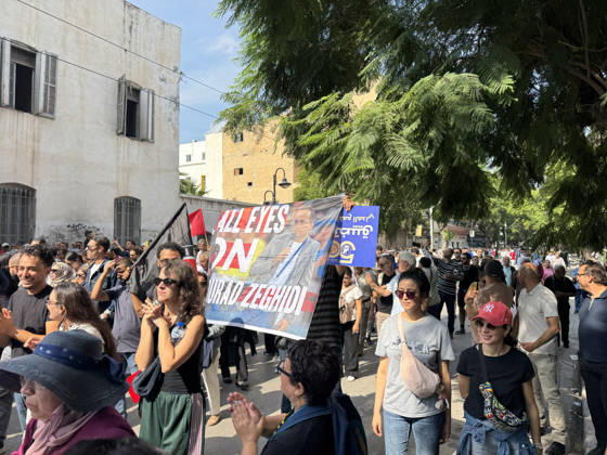 Thousands rally in Tunis against President Kais Saied s policies TUNIS, TUNISIA - OCTOBER 17: Demonstrators march through the streets of Tunis carrying placards and chanting slogans against President Kais Saied s policies while calling for freedom of expression and the protection of rights and freedoms, on October 17, 2026 in Tunis, Tunisia. The march ended in front of the Municipal Theatre in the capital. Mehmet Akif Turan Anadolu Tunis Tunisia. Editorial use only. Please get in touch for any other usage.  Copyright: x2026xAnadoluxMehmetxAkifxTuranx