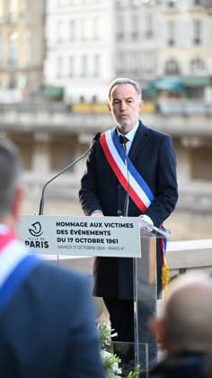Commemoration ceremony of 17th October 1961 - Paris Emmanuel Grégoire, Mayor of Paris during a commemoration ceremony of October 17, 1961, the day when the French police violently repressed a demonstration of Algerians in France for the independence of Algeria, with bodies thrown into the Seine. Paris October 17, 2026 Photo Ait Adjedjou Karim ABACAPRESS.COM Paris France  Copyright: xAitxAdjedjouxKarim ABACAx