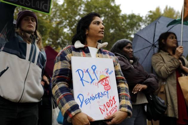 October 17, 2026, Berlin, Germany: BERLIN, GERMANY - OCTOBER 17, 2026: A small group of demonstrators hold placards at Oranienplatz in the Kreuzberg district to show solidarity with mass protests in India and to protest against the crackdown on them, as several people take the floor to discuss the situation. The demonstration followed a call by Neha Bora, president of the All India StudentsÃ¢â‚¬â ¢ Association (AISA), for people everywhere to back the protests, saying Ã¢â‚¬oeeverywhere is Jantar MantarÃ¢â‚¬Â, the site in Delhi where the main protests are taking place. The protests demand the resignation of Chief Election Commissioner Gyanesh Kumar over a revision of electoral rolls that opponents say led to the mass deletion of voters, whi  - ZUMAq101 20261017_zna_q101_064 Copyright: xAlessiaxCoccax