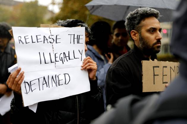 October 17, 2026, Berlin, Germany: BERLIN, GERMANY - OCTOBER 17, 2026: A small group of demonstrators hold placards at Oranienplatz in the Kreuzberg district to show solidarity with mass protests in India and to protest against the crackdown on them, as several people take the floor to discuss the situation. The demonstration followed a call by Neha Bora, president of the All India StudentsÃ¢â‚¬â ¢ Association (AISA), for people everywhere to back the protests, saying Ã¢â‚¬oeeverywhere is Jantar MantarÃ¢â‚¬Â, the site in Delhi where the main protests are taking place. The protests demand the resignation of Chief Election Commissioner Gyanesh Kumar over a revision of electoral rolls that opponents say led to the mass deletion of voters, whi  - ZUMAq101 20261017_zna_q101_066 Copyright: xAlessiaxCoccax