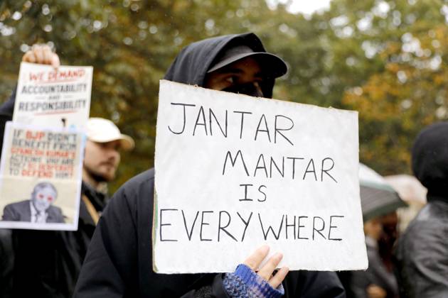 October 17, 2026, Berlin, Germany: BERLIN, GERMANY - OCTOBER 17, 2026: A small group of demonstrators hold placards at Oranienplatz in the Kreuzberg district to show solidarity with mass protests in India and to protest against the crackdown on them, as several people take the floor to discuss the situation. The demonstration followed a call by Neha Bora, president of the All India StudentsÃ¢â‚¬â ¢ Association (AISA), for people everywhere to back the protests, saying Ã¢â‚¬oeeverywhere is Jantar MantarÃ¢â‚¬Â, the site in Delhi where the main protests are taking place. The protests demand the resignation of Chief Election Commissioner Gyanesh Kumar over a revision of electoral rolls that opponents say led to the mass deletion of voters, whi  - ZUMAq101 20261017_zna_q101_070 Copyright: xAlessiaxCoccax