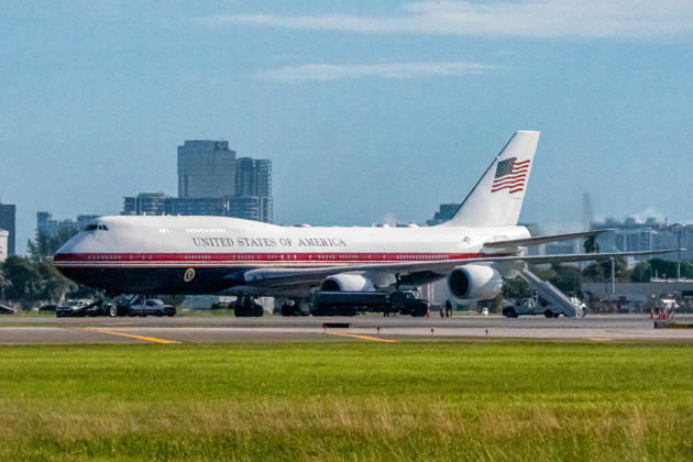 October 17, 2026, West Palm Beach, Fl, USA: The new VC-25B presidential aircraft, the next generation Air Force One, is seen on the tarmac at President Donald J. Trump International Airport before President Donald Trump departed South Florida for a campaign event in Northern Kentucky, October 17, 2026. West Palm Beach USA - ZUMAc343 20261017_znp_c343_010 Copyright: xChrisxBeckettx
