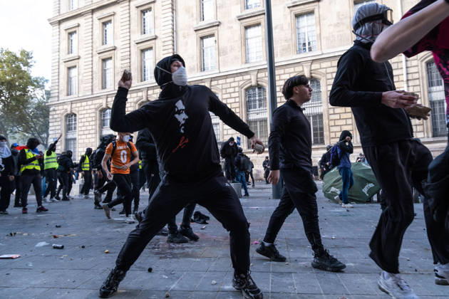 October 17, 2026, Paris, Ile De France, France: Thousands of people took part in the ˜Gilet Jeunes™ general strike in Paris. Following weeks of protests and school occupations, a wave of demonstrations swept across France on 17 October. In Paris, demonstrators began gathering from the morning onwards at various locations, before heading to Place de la RÃ publique, where fierce clashes with the police broke out and lasted for several hours. The demonstrators also erected barricades along the city™s streets and looted a number of shops. Paris France - ZUMAs377 20261017_znp_s377_028 Copyright: xPietroxStariccox