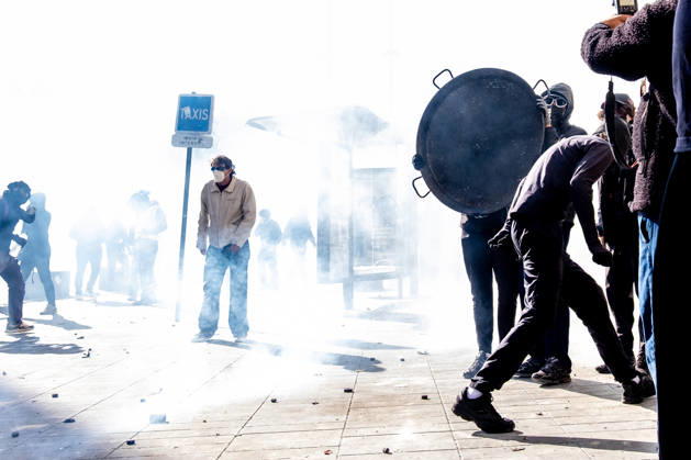 October 17, 2026, Paris, Ile De France, France: Thousands of people took part in the ˜Gilet Jeunes™ general strike in Paris. Following weeks of protests and school occupations, a wave of demonstrations swept across France on 17 October. In Paris, demonstrators began gathering from the morning onwards at various locations, before heading to Place de la RÃ publique, where fierce clashes with the police broke out and lasted for several hours. The demonstrators also erected barricades along the city™s streets and looted a number of shops. Paris France - ZUMAs377 20261017_znp_s377_031 Copyright: xPietroxStariccox