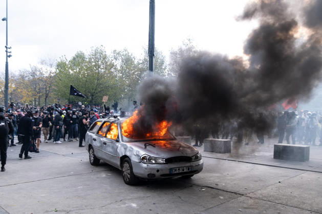 October 17, 2026, Paris, Ile De France, France: Thousands of people took part in the ˜Gilet Jeunes™ general strike in Paris. Following weeks of protests and school occupations, a wave of demonstrations swept across France on 17 October. In Paris, demonstrators began gathering from the morning onwards at various locations, before heading to Place de la RÃ publique, where fierce clashes with the police broke out and lasted for several hours. The demonstrators also erected barricades along the city™s streets and looted a number of shops. Paris France - ZUMAs377 20261017_znp_s377_033 Copyright: xPietroxStariccox