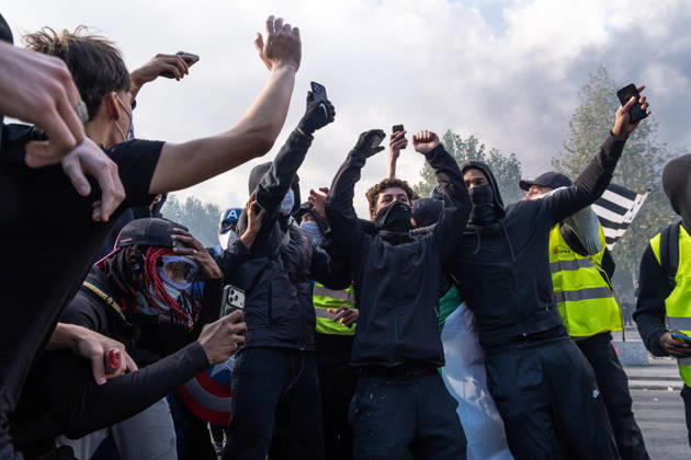 October 17, 2026, Paris, Ile De France, France: Thousands of people took part in the ˜Gilet Jeunes™ general strike in Paris. Following weeks of protests and school occupations, a wave of demonstrations swept across France on 17 October. In Paris, demonstrators began gathering from the morning onwards at various locations, before heading to Place de la RÃ publique, where fierce clashes with the police broke out and lasted for several hours. The demonstrators also erected barricades along the city™s streets and looted a number of shops. Paris France - ZUMAs377 20261017_znp_s377_049 Copyright: xPietroxStariccox