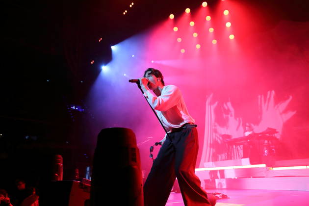 Frederik Fred Rabe of the band Giant Rooks at a concert at the Max Schmeling Halle in Berlin, October 17, 2026 Giant Rooks Concert Berlin