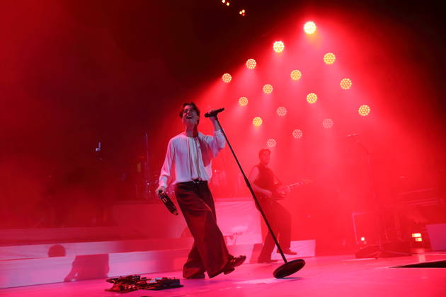 Frederik Fred Rabe of the band Giant Rooks at a concert at the Max Schmeling Halle in Berlin, October 17, 2026 Giant Rooks Concert Berlin