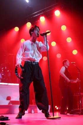 Frederik Fred Rabe and Luca Göttner (from left) of the band Giant Rooks at a concert at the Max Schmeling Halle in Berlin, October 17, 2026 Giant Rooks Concert Berlin