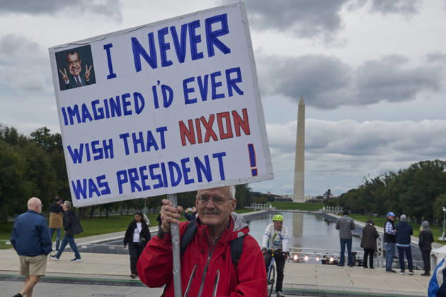 October 17, 2026, Washington Dc, Washington Dc, USA: No Kings protesters rally at the steps of the Lincoln Memorial in Washington DC, Oct. 17, 2026. The march, intended to encourage people to vote in the 2026 US midterm elections, was part of a 50-state get out the vote operation by the left-leaning Indivisible group. Protesters denounced the administration of US President Donald Trump and the Republican-led Congress for violating Constitutional and civil rights, federal and state laws, judicial orders and longstanding norms, casting Trump and the GOP as a threat to democracy. Washington Dc USA - ZUMAg216 20261017_znp_g216_019 Copyright: xDominicxGwinnx