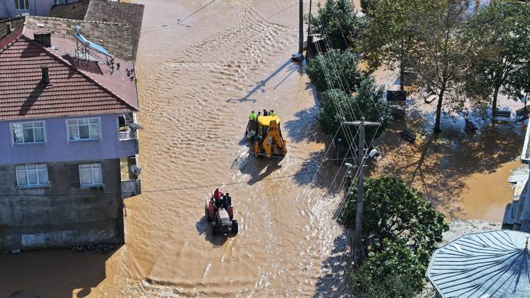 Overflowing stream floods neighborhood in northwestern Turkiye SAKARYA, TURKIYE - OCTOBER 18: An aerial view of flooded houses and streets in the Daricayiri neighborhood of Karasu district in Sakarya, northwestern Turkiye, on October 18, 2026. Heavy rainfall throughout the night causes a stream to overflow, inundating parts of the neighborhood. Ibrahim Yozoglu Anadolu Sakarya Turkey. Editorial use only. Please get in touch for any other usage.  Copyright: x2026xAnadoluxIbrahimxYozoglux
