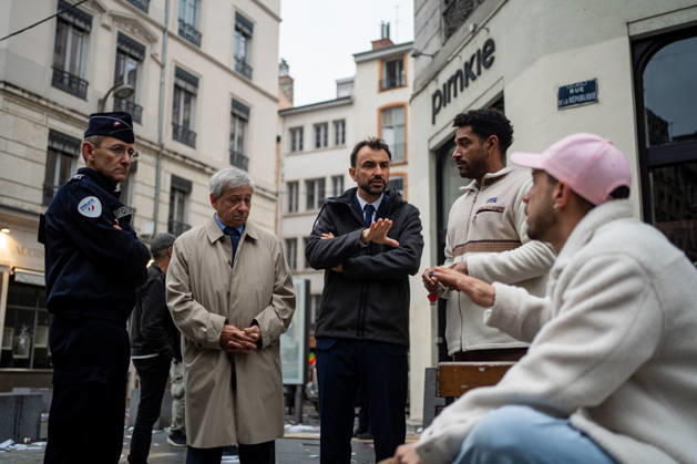 Vandalism following the protest against the high cost of living in Lyon on October 18, 2026 Nicolas Liponne MAXPPP Lyon 10 18 2026 Grégory Doucet, mayor of Lyon, Etienne Guyot, prefect of the Rhône department, and Nelson Bouard, DIPN, met with shopkeepers and residents on October 18, 2026, the day after the riots that broke out during the protest against the high cost of living on October 17 in Lyon Grégory Doucet, Mayor of Lyon, Etienne Guyot, Prefect of the Rhône department, and Nelson Bouard, DIPN, met with shopkeepers and residents on October 18, 2026, the day after the riots that broke out during the October 17 protest against the high cost of living in Lyon, Lyon, Auvergne-Rhône-Alpes, France  Copyright: xMAXPPPxNicolasxLiponnex NLP202610180877 NLP202610180877
