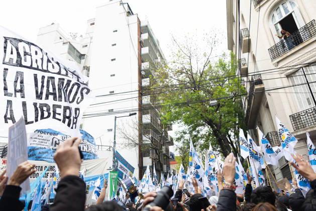 October 18, 2026, Buenos Aires, Buenos Aires, Argentina: Former President Cristina FernoÂ¡ndez de Kirchner greets her supporters from the balcony of her home, where she is serving house arrest. Buenos Aires Argentina  - ZUMAp265 20261018_zip_p265_007 Copyright: xDelfinaxCorberaxPix
