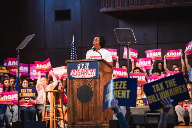 October 18, 2026, Tampa, Florida, USA: Florida State Representative from the 13th district, ANGIE NIXON, who is running against the former Florida attorney general and Governor Ron DeSantis appointee Ashley Moody in the November 3rd special election holds a campaign stop with Senator BERNIE SANDERS as part of the Ã¢â‚¬ËœFight the Oligarchy TourÃ¢ Tampa USA  - ZUMAd256 20261018_znp_d256_005 Copyright: xDavexDeckerx