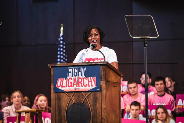 October 18, 2026, Tampa, Florida, USA: Florida State Representative from the 13th district, ANGIE NIXON, who is running against the former Florida attorney general and Governor Ron DeSantis appointee Ashley Moody in the November 3rd special election holds a campaign stop with Senator BERNIE SANDERS as part of the Ã¢â‚¬ËœFight the Oligarchy TourÃ¢ Tampa USA  - ZUMAd256 20261018_znp_d256_012 Copyright: xDavexDeckerx