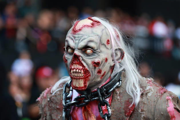 Thousands join annual Zombie Walk in Mexico City MEXICO CITY, MEXICO - OCTOBER 18: A person in costume takes part in the annual Zombie Walk along the streets of the historic center in Mexico City, Mexico, on October 18, 2026. Thousands of people dressed as zombies and horror movie characters gather for the event, which is held annually in major cities around the world. Daniel Cardenas Anadolu Mexico City Mexico. Editorial use only. Please get in touch for any other usage.  Copyright: x2026xAnadoluxDanielxCardenasx