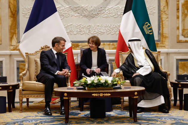 President Macron Visit To Kuwait French President Emmanuel Macron meets with the Emir of Kuwait Sheikh Mishal Al-Ahmad Al-Jaber Al-Sabah, at Bayan Palace in Kuwait City, Kuwait, October 19, 2026. Photo by Benoit Tessier Pool ABACAPRESS.COM Kuwait City Kuwait  Copyright: xTessierxBenoit Pool ABACAx