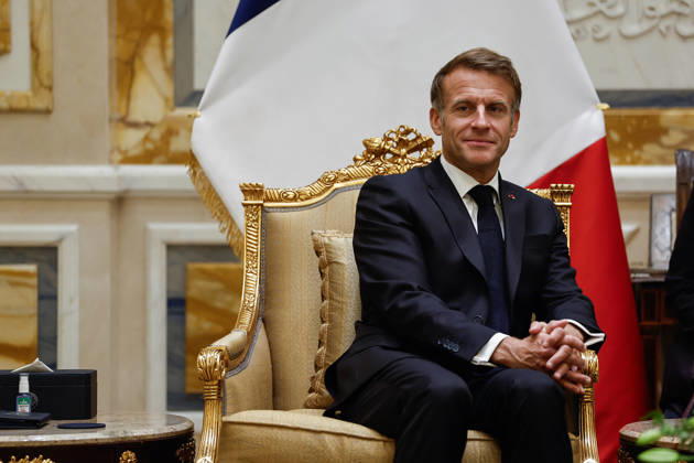 President Macron Visit To Kuwait French President Emmanuel Macron meets with the Emir of Kuwait Sheikh Mishal Al-Ahmad Al-Jaber Al-Sabah (not pictured), at Bayan Palace in Kuwait City, Kuwait, October 19, 2026. Photo by Benoit Tessier Pool ABACAPRESS.COM Kuwait City Kuwait  Copyright: xTessierxBenoit Pool ABACAx