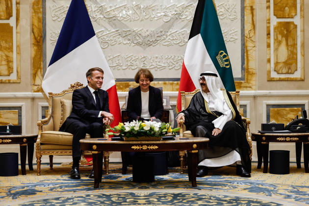 President Macron Visit To Kuwait French President Emmanuel Macron meets with the Emir of Kuwait Sheikh Mishal Al-Ahmad Al-Jaber Al-Sabah, at Bayan Palace in Kuwait City, Kuwait, October 19, 2026. Photo by Benoit Tessier Pool ABACAPRESS.COM Kuwait City Kuwait  Copyright: xTessierxBenoit Pool ABACAx