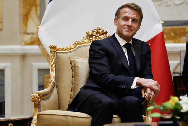President Macron Visit To Kuwait French President Emmanuel Macron meets with the Emir of Kuwait Sheikh Mishal Al-Ahmad Al-Jaber Al-Sabah (not pictured), at Bayan Palace in Kuwait City, Kuwait, October 19, 2026. Photo by Benoit Tessier Pool ABACAPRESS.COM Kuwait City Kuwait  Copyright: xTessierxBenoit Pool ABACAx