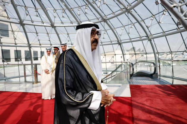 President Macron Visit To Kuwait The Emir of Kuwait Sheikh Mishal Al-Ahmad Al-Jaber Al-Sabah looks on, at Kuwait International Airport in Kuwait City, Kuwait, October 19, 2026. Photo by Benoit Tessier Pool ABACAPRESS.COM Kuwait City Kuwait  Copyright: xTessierxBenoit Pool ABACAx