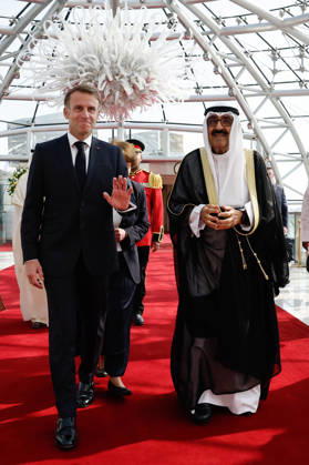 President Macron Visit To Kuwait The Emir of Kuwait Sheikh Mishal Al-Ahmad Al-Jaber Al-Sabah welcomes French President Emmanuel Macron upon Macron s arrival at Kuwait International Airport in Kuwait City, Kuwait, October 19, 2026. Photo by Benoit Tessier Pool ABACAPRESS.COM Kuwait City Kuwait  Copyright: xTessierxBenoit Pool ABACAx