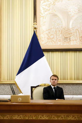 President Macron Visit To Kuwait French President Emmanuel Macron attends an agreement-signing ceremony with the Emir of Kuwait Sheikh Meshal Al-Ahmad Al-Jaber Al-Sabah (not pictured), at Bayan Palace in Kuwait City, Kuwait, October 19, 2026. Photo by Benoit Tessier Pool ABACAPRESS.COM Kuwait City Kuwait  Copyright: xTessierxBenoit Pool ABACAx