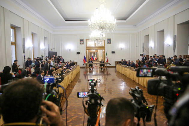 Russian Foreign Minister Sergey Lavrov meets Iranian counterpart Abbas Araghchi in Tehran TEHRAN, IRAN - OCTOBER 19: Russian Foreign Minister Sergey Lavrov and Iranian Foreign Minister Abbas Araghchi hold a joint press conference at the Ministry of Foreign Affairs building in Tehran, Iran, on October 19, 2026. Fatemeh Bahrami Anadolu Tehran Iran. Editorial use only. Please get in touch for any other usage.  Copyright: x2026xAnadoluxFatemehxBahramix