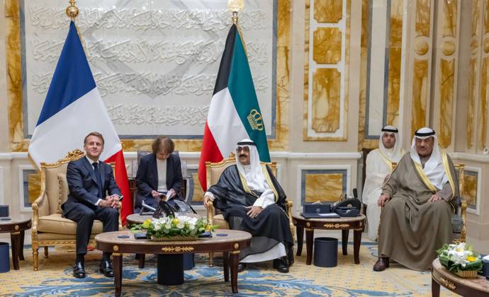 French President Emmanuel Macron in Kuwait KUWAIT CITY, KUWAIT - OCTOBER 19: (----EDITORIAL USE ONLY – MANDATORY CREDIT - AMIRI DIWAN OF THE STATE OF KUWAIT HANDOUT - NO MARKETING NO ADVERTISING CAMPAIGNS - DISTRIBUTED AS A SERVICE TO CLIENTS----) French President Emmanuel Macron meets with Emir of Kuwait Sheikh Meshal Al-Ahmad Al-Jaber Al-Sabah during an official visit in Kuwait City, Kuwait on October 19, 2026. Amiri Diwan of the State of Kuwait Anadolu Kuwait City Kuwait. Editorial use only. Please get in touch for any other usage.  Copyright: x2026xAnadoluxAmirixDiwanxofxthexStatexofxKuwaitx