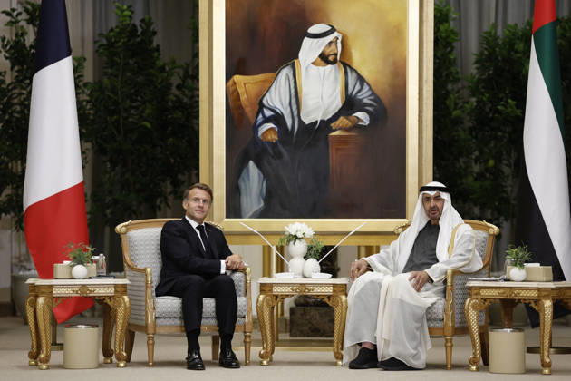 President Macron Visit To Middle East - Abu Dhabi French President Emmanuel Macron attends a meeting with Sheikh Mohamed bin Zayed Al Nahyan, President of the United Arab Emirates (UAE), at Qasr Al Watan presidential palace in Abu Dhabi, United Arab Emirates, October 19, 2026. Photo by Benoit Tessier Pool ABACAPRESS.COM Abu Dhabi United Arab Emirates  Copyright: xTessierxBenoit Pool ABACAx