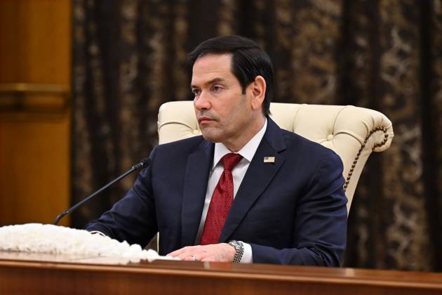 US Secretary of State Marco Rubio in Uzbekistan SAMARKAND, UZBEKISTAN - OCTOBER 19 : (----EDITORIAL USE ONLY - MANDATORY CREDIT - UZBEKISTAN PRESIDENCY HANDOUT - NO MARKETING NO ADVERTISING CAMPAIGNS - DISTRIBUTED AS A SERVICE TO CLIENTS----) Uzbek President Shavkat Mirziyoyev (not seen) meets with US Secretary of State Marco Rubio who arrived to attend the C5+1 Central Asia-US Foreign Ministers Meeting and the second meeting of the Uzbekistan-US Business and Investment Council in Samarkand, Uzbekistan on October 19, 2026. Uzbekistan Presidency Anadolu Samarkand Uzbekistan. Editorial use only. Please get in touch for any other usage.  Copyright: x2026xAnadoluxUzbekistanxPresidencyx
