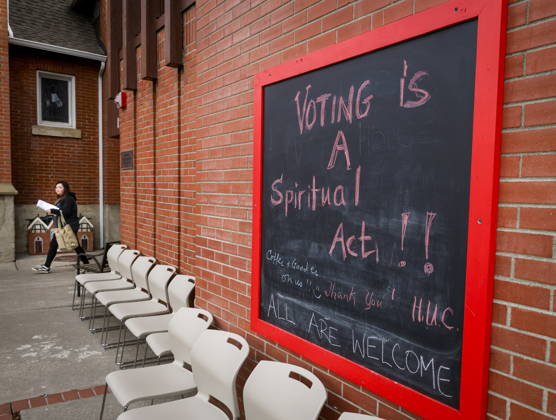 October 19, 2026, Calgary, Ab, CANADA: A voter leaves a polling station after casting their vote in the Alberta referendum in Calgary, Monday, Oct. 19, 2026. Calgary CANADA  - ZUMAc35_ 20261019_zaf_c35_056 Copyright: xJeffxMcintoshx