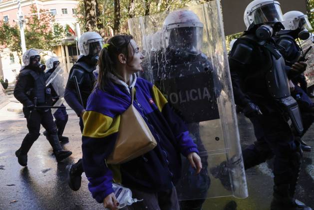 October 19, 2026, Tirana, AL: TIRANA, ALBANIA, OCTOBER 19, 2026: Demonstrators take part in student-led anti-government protests in Tirana as the mobilisation enters its seventh consecutive day. Protesters demand improved university conditions, government accountability and the resignation of Prime Minister Edi Rama. Tirana AL  - ZUMAq101 20261019_zna_q101_103 Copyright: xVlasovxSulajx