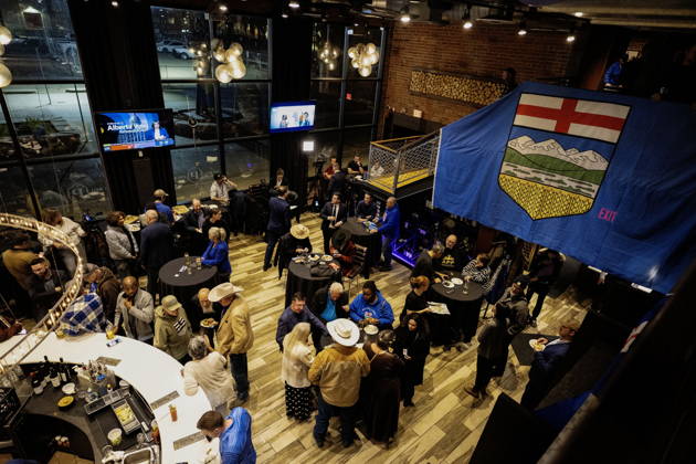 October 19, 2026, Edmonton, Alberta, Canada: Alberta Prosperity Project supporters await referendum results in Edmonton, Monday, Oct. 19, 2026. Edmonton Canada  - ZUMAc35_ 20261019_zaf_c35_136 Copyright: xJohnxUlanx