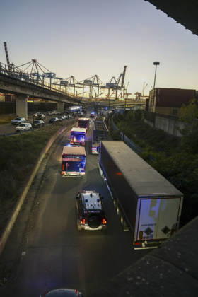 IPA89941318 - On October 19, 2026, in the Naples area of Italy, truck drivers blocked the access ramps to the Port of Naples on the A1 Naples–Milan highway (Autostrada del Sole) during a protest against rising fuel prices. Protests against rising fuel prices continue across Italy. Truck drivers and farmers are taking to the streets, struggling under the burden of sharp increases in diesel and gasoline prices. Spontaneous protests have spread from Calabria to Puglia and Campania, with highway blockades and closures of major roads. The unsustainable economic conditions have led to highway blockades in southern Italy, which are causing a significant slowdown in the distribution of goods, particularly food and fuel. Matteo Salvini has called fo  Copyright: xAntonioxBalasco LiveMediax xAntonioxBalasco LiveMediax IPA89941318