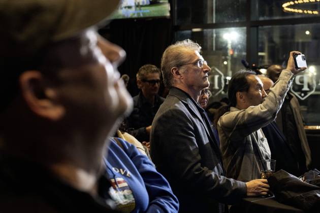 October 19, 2026, Edmonton, Alberta, Canada: Alberta Prosperity Project Mitch Sylvestre the leader and CEO of the Alberta Prosperity Project addresses supporters as they await referendum results in Edmonton, Monday, Oct. 19, 2026. Edmonton Canada  - ZUMAc35_ 20261019_zaf_c35_176 Copyright: xJohnxUlanx