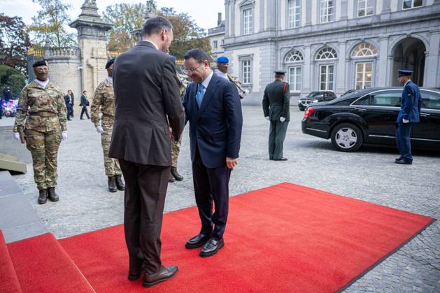 Vice-prime minister and Minister of Foreign Affairs Maxime Prevot (L) and Turkey s Interior Minister Mustafa Ciftci are pictured at a meeting of several Federal Minister s with a Turkish delegation, Tuesday 20 October 2026, in Brussels.  JONASxROOSENS 190367153