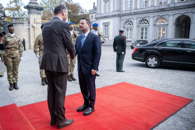 Vice-prime minister and Minister of Foreign Affairs Maxime Prevot (L) and Turkey s Interior Minister Mustafa Ciftci are pictured at a meeting of several Federal Minister s with a Turkish delegation, Tuesday 20 October 2026, in Brussels.  JONASxROOSENS 190367157