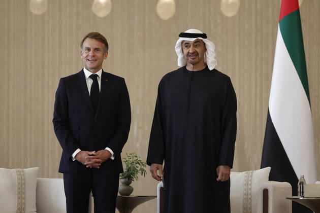 President Macron Visits United Arab Emirates Sheikh Mohamed bin Zayed Al Nahyan, President of the United Arab Emirates (UAE) and French President Emmanuel Macron attend a signing ceremony for bilateral defence agreements at Zayed International Airport in Abu Dhabi, United Arab Emirates, October 20, 2026. Photo by Benoit Tessier Pool ABACAPRESS.COM Abu Dhabi United Arab Emirates  Copyright: xTessierxBenoit Pool ABACAx