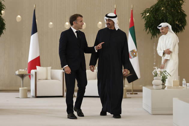 President Macron Visits United Arab Emirates Sheikh Mohamed bin Zayed Al Nahyan, President of the United Arab Emirates (UAE) and French President Emmanuel Macron attend a signing ceremony for bilateral defence agreements at Zayed International Airport in Abu Dhabi, United Arab Emirates, October 20, 2026. Photo by Benoit Tessier Pool ABACAPRESS.COM Abu Dhabi United Arab Emirates  Copyright: xTessierxBenoit Pool ABACAx