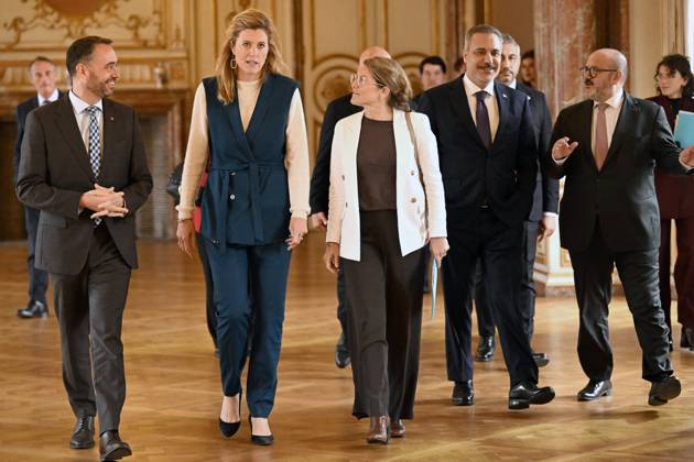 Ministerial Meeting Belgium -Turkiye BRUSSELS, BELGIUM - OCTOBER 20 : Belgium is hosting a ministerial meeting at the Egmont Palace in Brussels, bringing together seven Belgian and Turkish ministers responsible for Foreign Affairs, Justice, Security and Migration. Belgian delegation (Maxime Prévot Minister for Foreign Affairs, European Affairs and Development Cooperation - Annelies Verlinden, Minister for Justice - Bernard Quintin, Minister for Security and the Interior - Anneleen Van Bossuyt, Minister for Asylum and Migration, and for Social Integration) & Turkish delegation (Hakan Fidan Minister for Foreign Affairs - Akin Gürlek, Minister for Justice - Mustafa Çiftçi, Minister for the Interior) on October 20, 2026 in Brussels, Belgium, 20 Copyright: xDidierxLebrunx