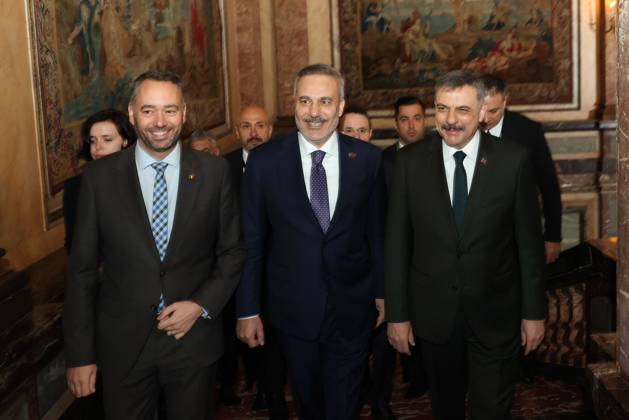 4th Turkiye-Belgium Meeting of Foreign, Justice and Interior Ministers in Brussels BRUSSELS, BELGIUM - OCTOBER 20: (----EDITORIAL USE ONLY - MANDATORY CREDIT - TURKISH FOREIGN MINISTRY HANDOUT - NO MARKETING NO ADVERTISING CAMPAIGNS - DISTRIBUTED AS A SERVICE TO CLIENTS----) Belgian Deputy Prime Minister and Minister of Foreign Affairs Maxime Prevot (L), Turkish Foreign Minister Hakan Fidan (C) and Turkish Interior Minister Mustafa Ciftci (R) walk together during the 4th Meeting of the Foreign, Justice and Interior Ministers of Turkiye and Belgium in Brussels, Belgium, on October 20, 2026. Turkish Interior Ministry Handout Anadolu Brussels Belgium. Editorial use only. Please get in touch for any other usage.  Copyright: x2026xAnadoluxTurkishxInteriorxMinistry Handoutx