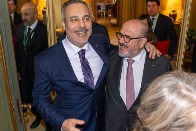 Turkey s Foreign Minister Hakan Fidan and Minister of Interior Bernard Quintin are pictured at a meeting of several Federal Minister s with a Turkish delegation, Tuesday 20 October 2026, in Brussels.  JONASxROOSENS 190376523
